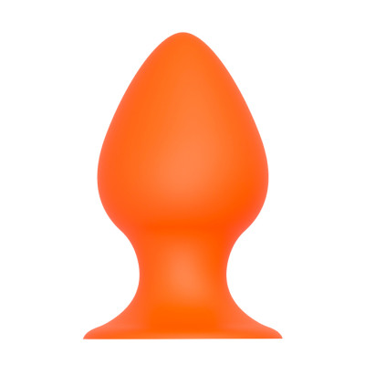 Анальная пробка большая с присоской, силиконовая, оранжевая, 13,4 см x 7 см (37956) – фото 1