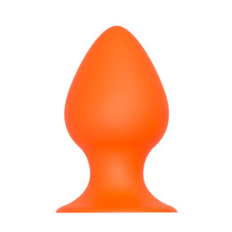 Анальная пробка большая с присоской, силиконовая, оранжевая, 11,6 см x 6,3 см