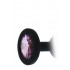 Анальна пробка з фіолетовим каменем, силіконова, чорна (37961) – фото 4