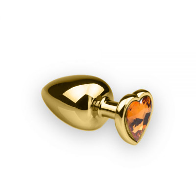 Анальная пробка с камнем в форме сердца Gold, L, 9x4см (32479) – фото 1