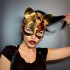 Маска-Кошка кожаная, золотая глянцевая (32324) – фото 2