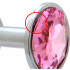 Анальна пробка з круглим рожевим каменем, срібляста, S (37304) – фото 5