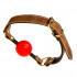 Кляп з коричневої італійської шкіри, з червоним кулькою, ручна робота, Голландія (35104) – фото 4
