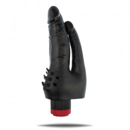 Вибратор вагинально-анальный реалистичный с усиками черный EGZO – фото