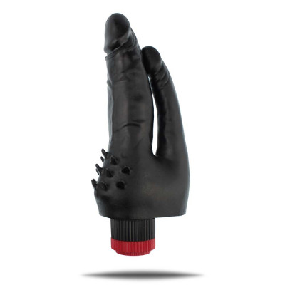 Вибратор вагинально-анальный реалистичный с усиками черный EGZO (34721) – фото 1