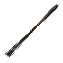 Флоггер (батіг) чорний, 19 см ручка 3 кулі, ремінь кожзам,  – фото