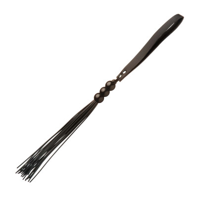 Флоггер (батіг) чорний, 19 см ручка 3 кулі, ремінь кожзам,  (33036) – фото 1