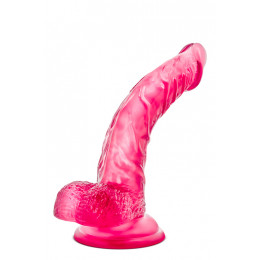 Фаллоимитатор с мошонкой, на присоске, розовый, 18 см – фото