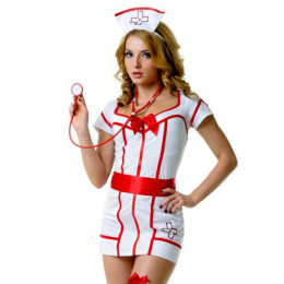 Костюм медсестры белый халат на молнии L/XL