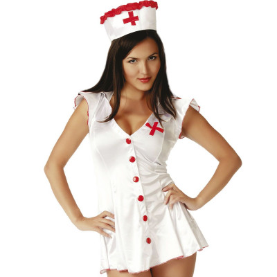 Рольовий костюм медсестри з червоними ґудзиками S/M (35166) – фото 1