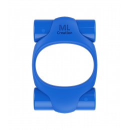 Эрекционное кольцо синего цвета 2 вибропули Power Ring ML Creation (My Love)