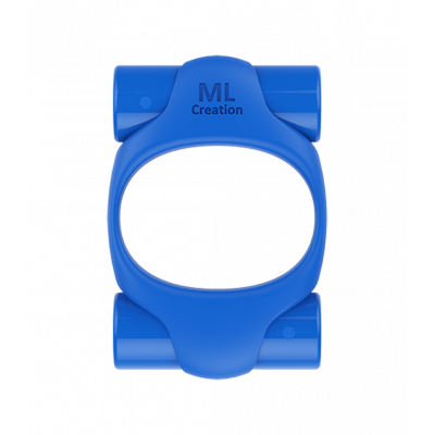 Эрекционное кольцо синего цвета 2 вибропули Power Ring ML Creation (My Love) (35100) – фото 1