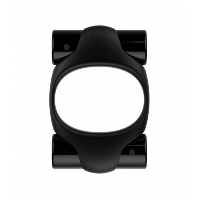 Эрекционное кольцо черного цвета с двумя вибропулями ML Creation (My Love), черный (35101) – фото 1