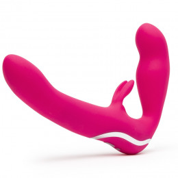 Безремневой страпон с вибрацией Happy Rabbit розовый, 20.3 х 3.1 см – фото