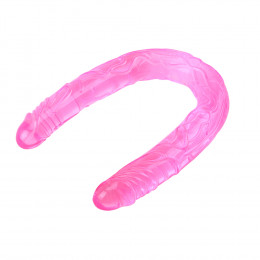 Фалоімітатор двоголовий рожевий HI BASIC Jelly – фото