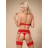 Еротичний корсет зі шнурівкою і пажами для панчіх corset & thong red L/XL (35849) – фото 11
