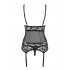 Сексуальний корсет з мережива і підв'язками для панчох Letica corset & thong black L/XL (35876) – фото 8